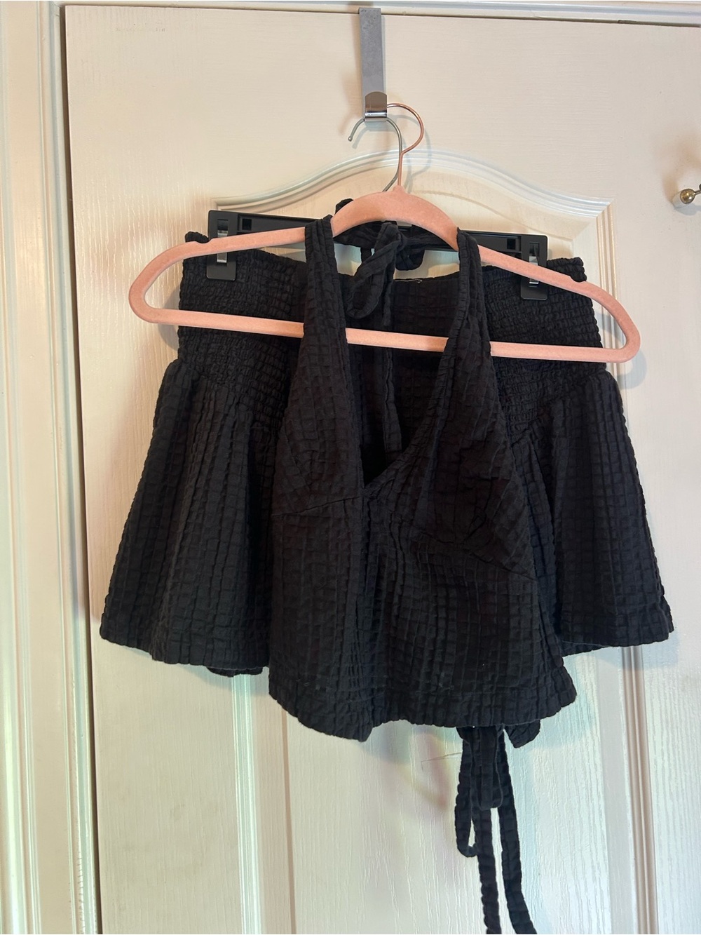 Free People Drew Pucker Check Skirt Set